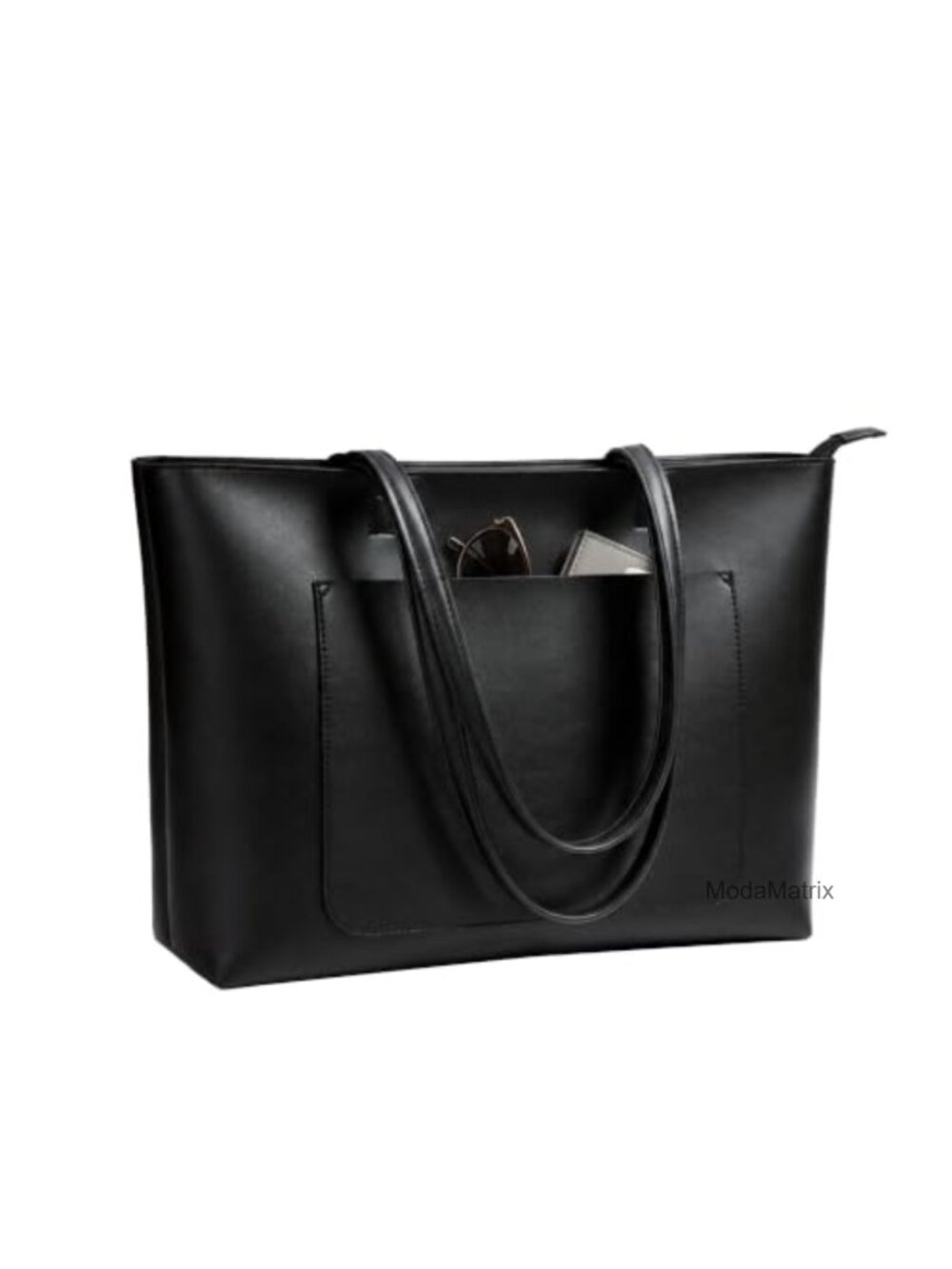 Faux Leather Tote Bag Large Capacity Work Shoulder Bag with Zipper